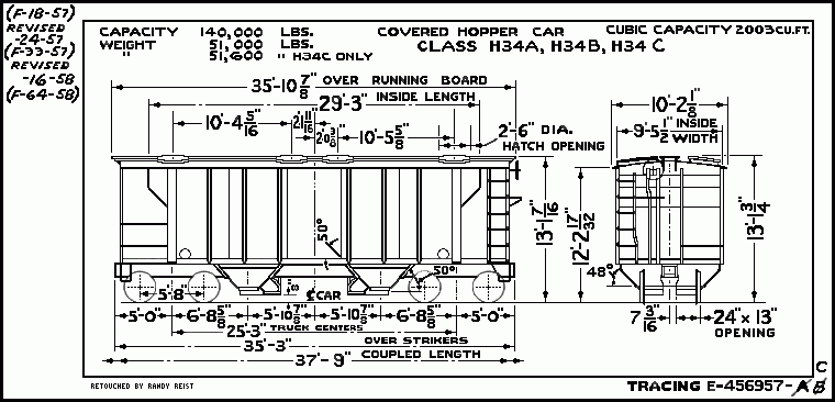 H34a,H34b,H34c-Covered Hopper Car