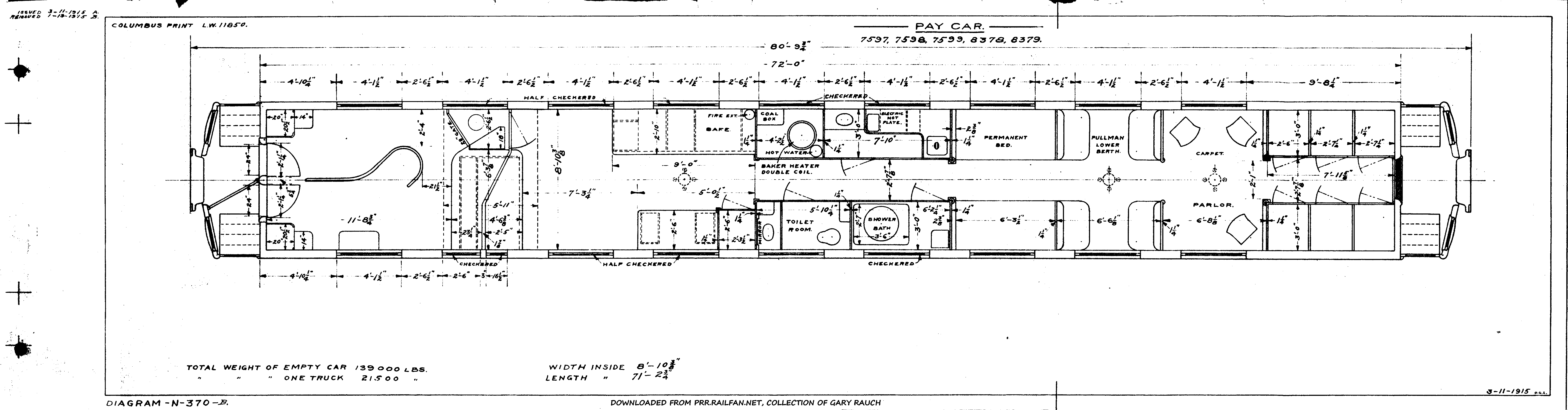 Pay Car #7597,7598,7599,8378,8379-Pay Car