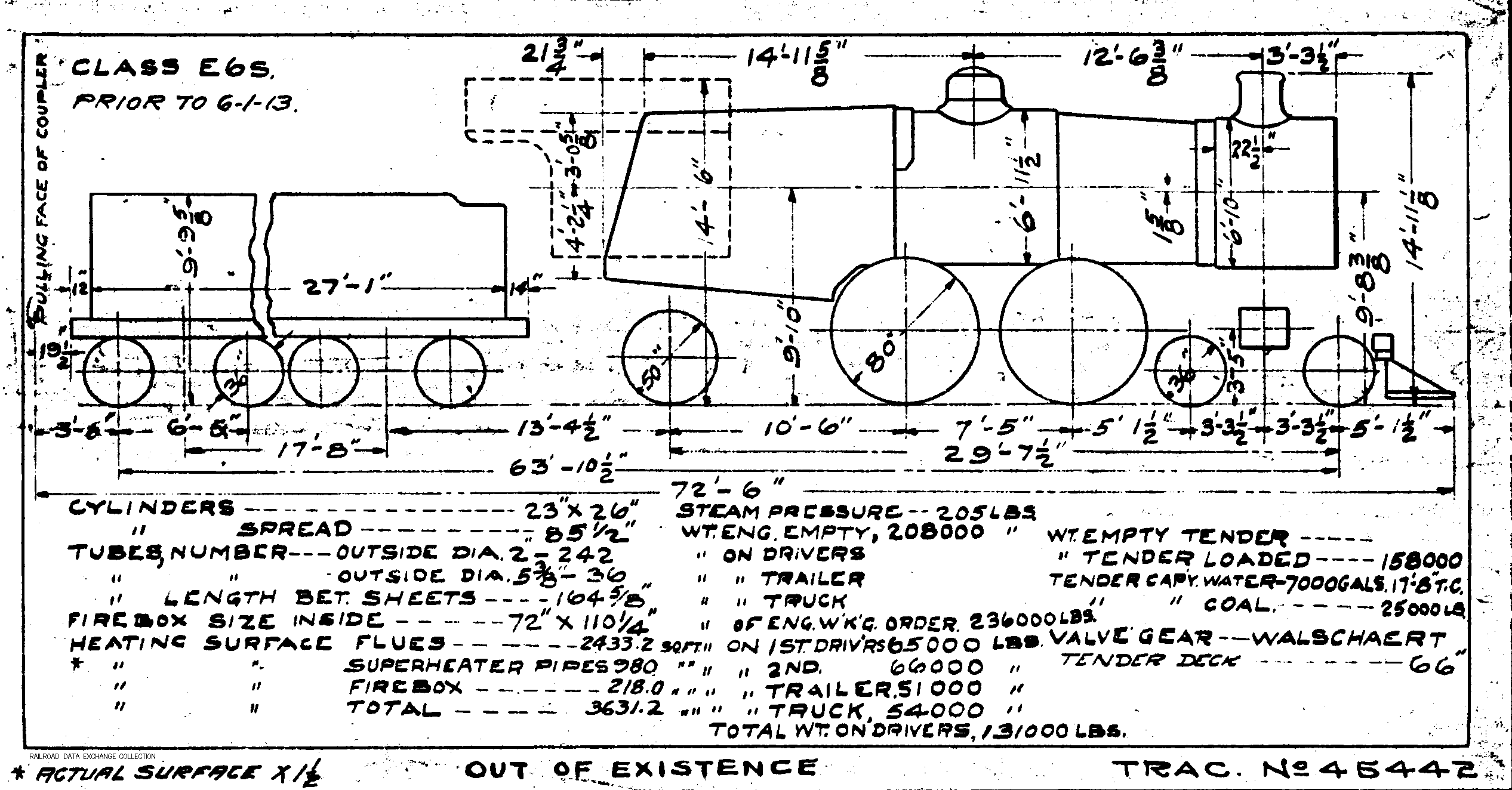E6s, prior to 6-1-13-4-4-2 Steam Loco