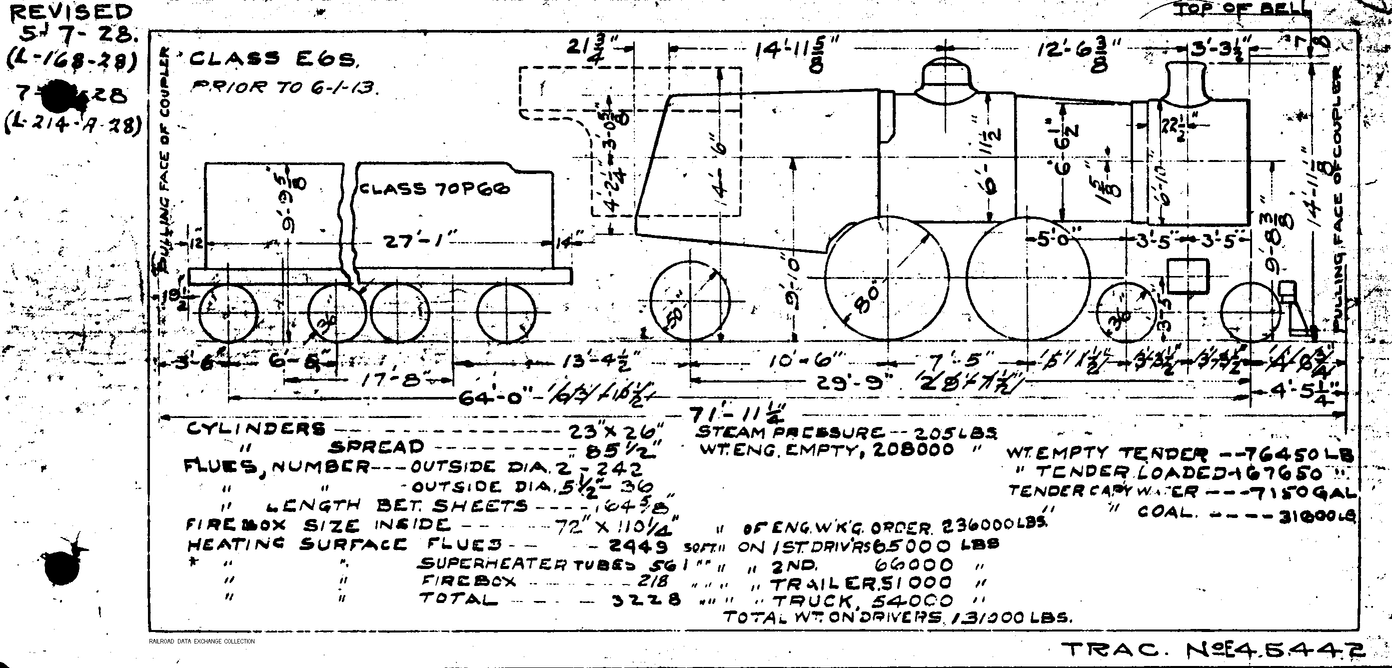 E6s, prior to 6-1-13-4-4-2 Steam Loco