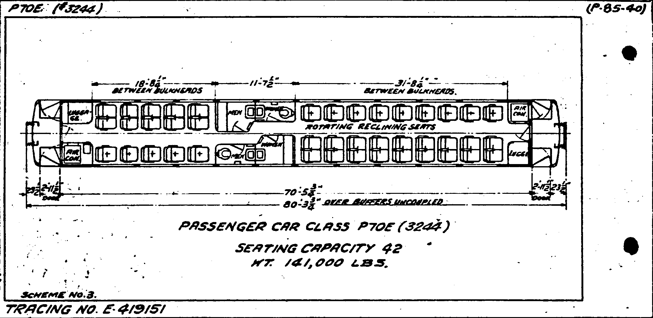 P70e (#3244)-Passenger Car (coach)