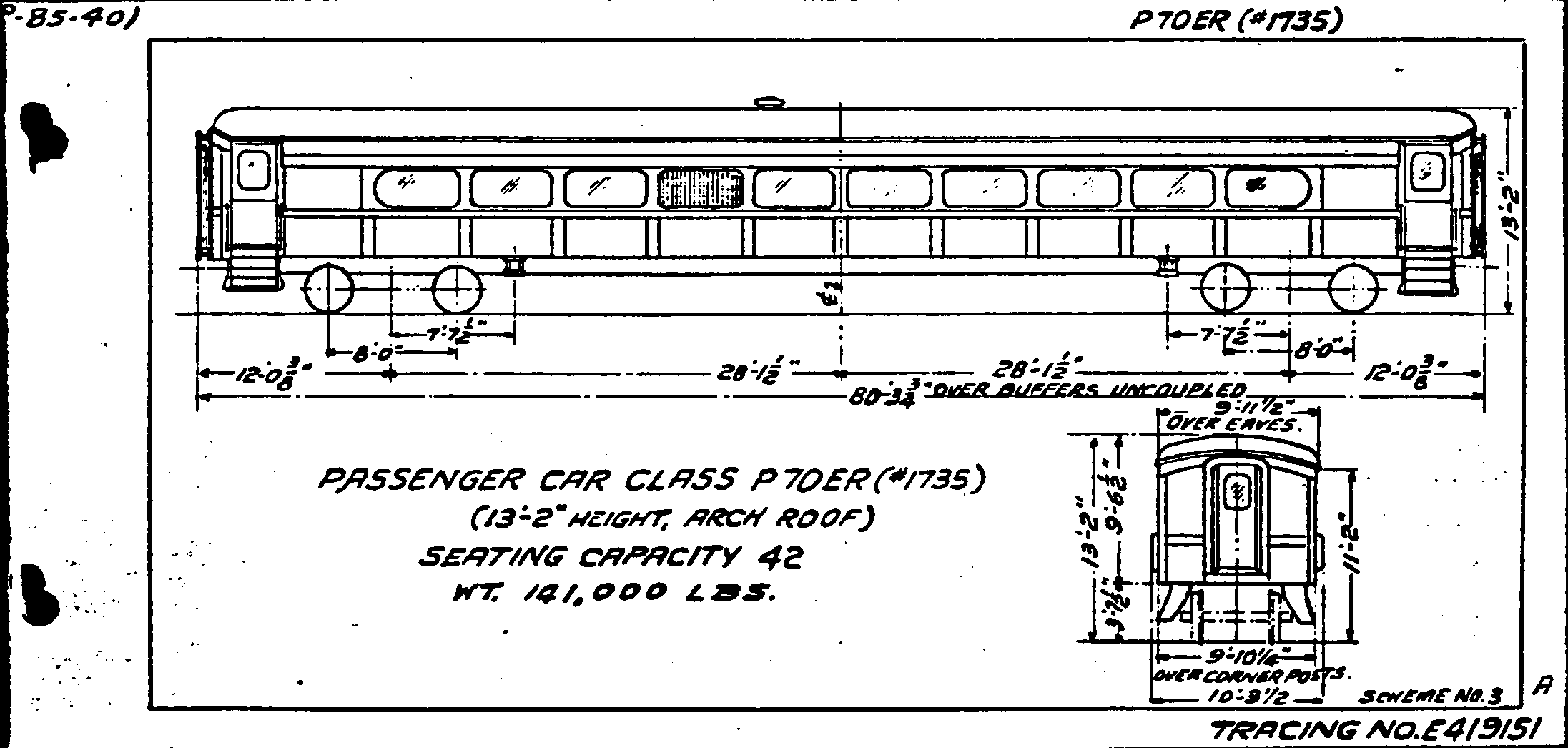 P70eR (#1735)-Passenger Car (coach)
