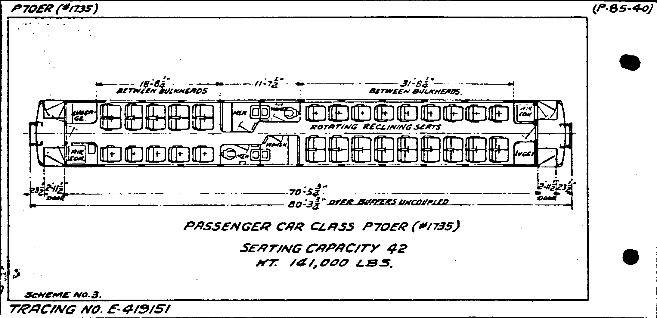 P70eR (#1735)-Passenger Car (coach)