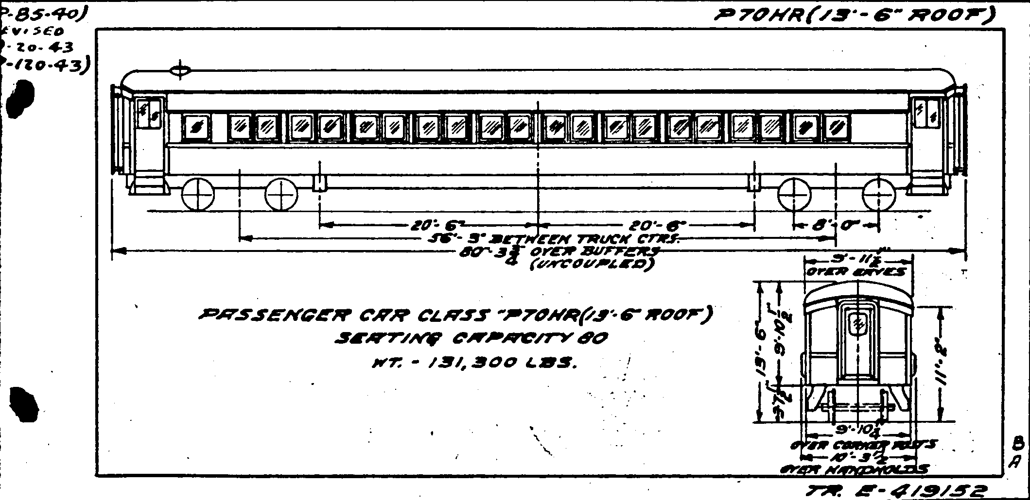 P70hR (13'-6~ roof)-Passenger Car (coach)