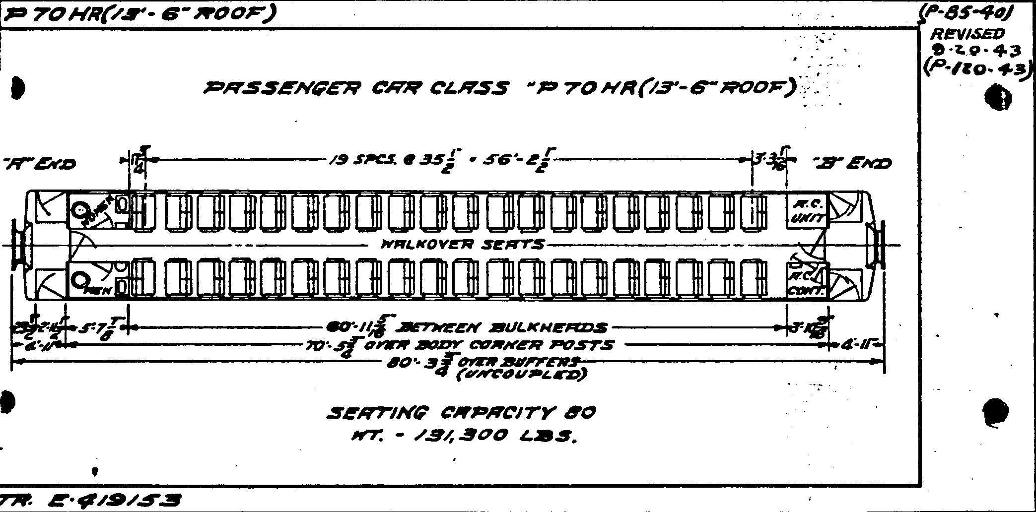 P70hR (13'-6~ roof)-Passenger Car (coach)