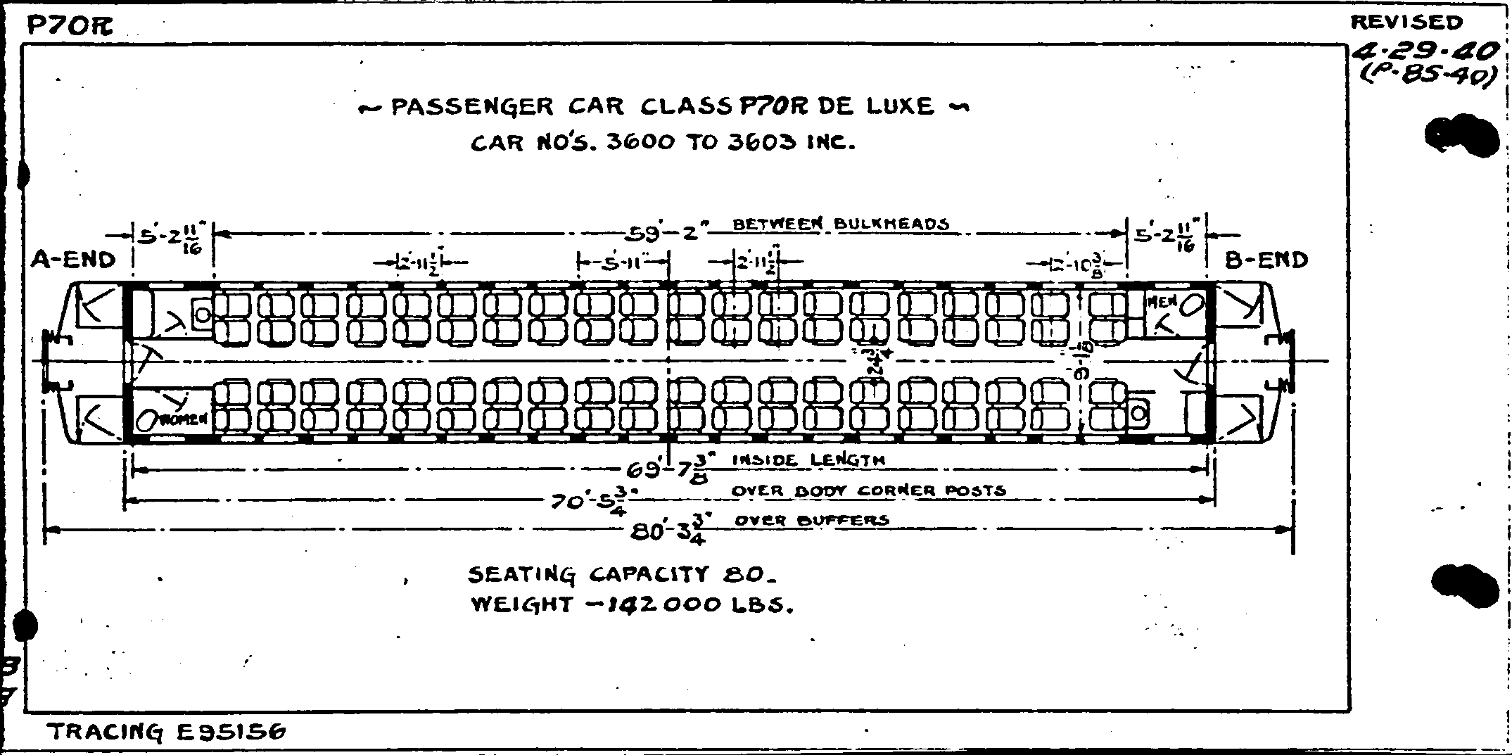 P70R-deluxe (#3600-3603)-Passenger Car (coach)