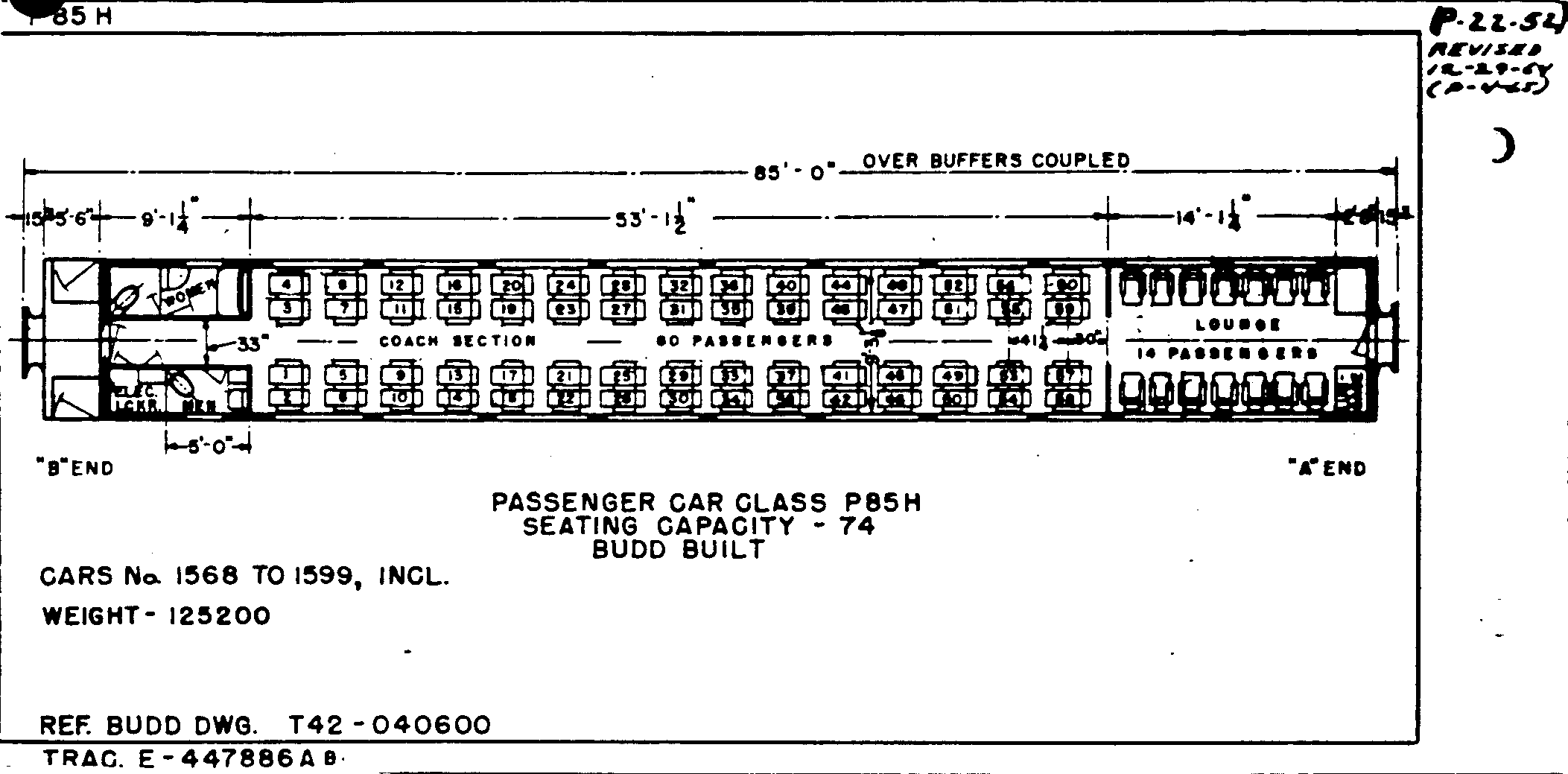 P85h-Passenger Car (coach, Budd)