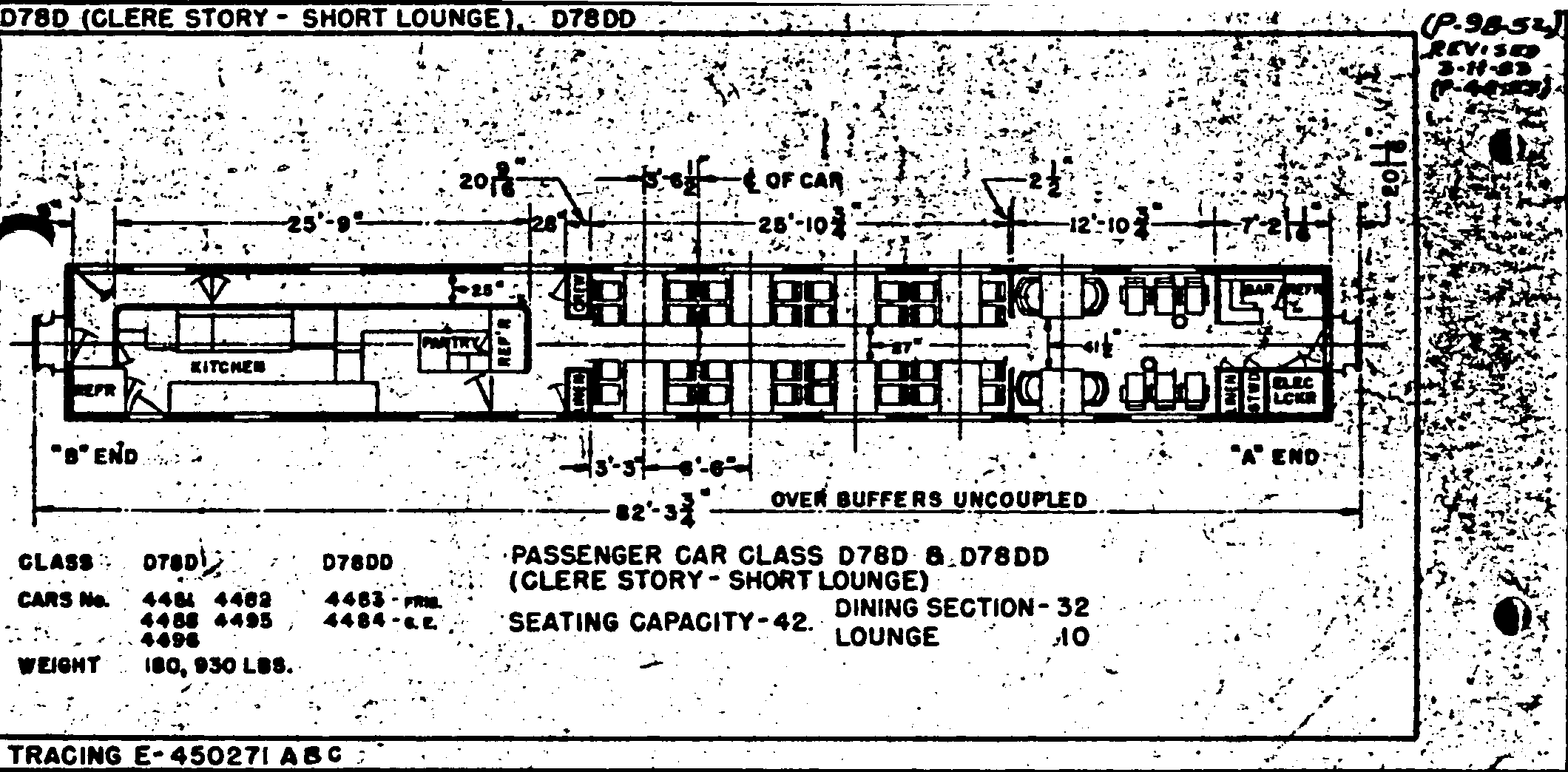 D78DD, D78D (clerestory-short lounge)-Dining Car w/ lounge