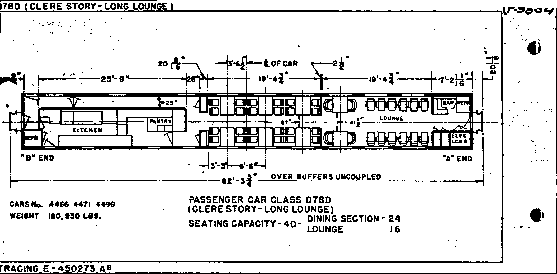 D78D (clerestory-long lounge)-Dining Car w/ lounge