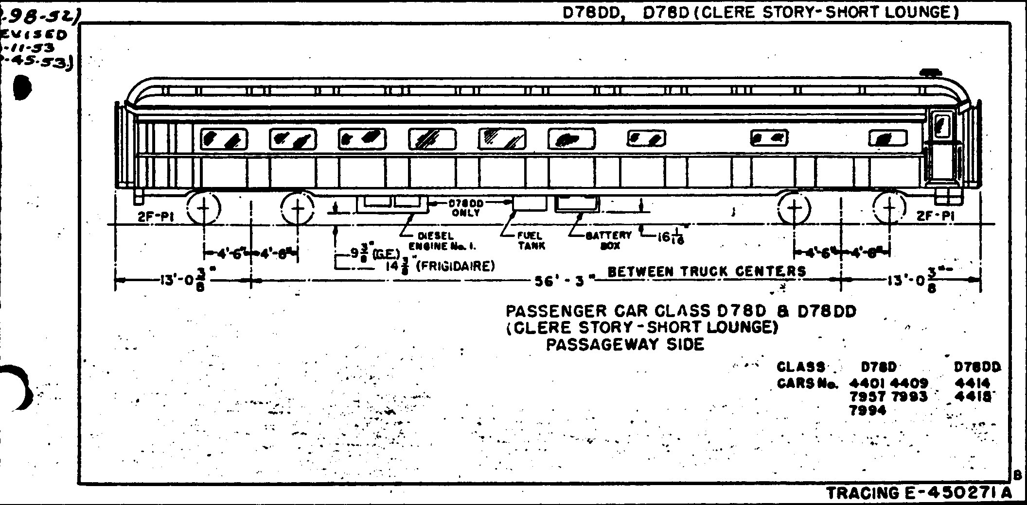 D78DD, D78D (clerestory-short lounge)-Dining Car w/ lounge