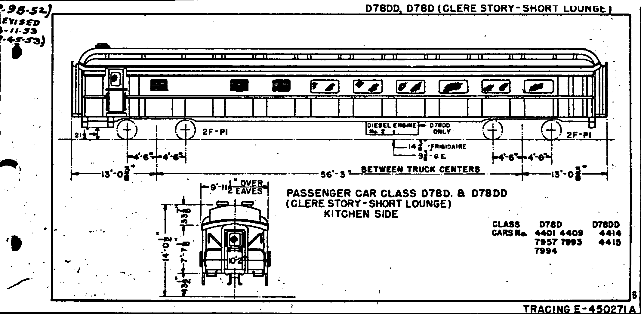 D78DD, D78D (clerestory-short lounge)-Dining Car w/ lounge