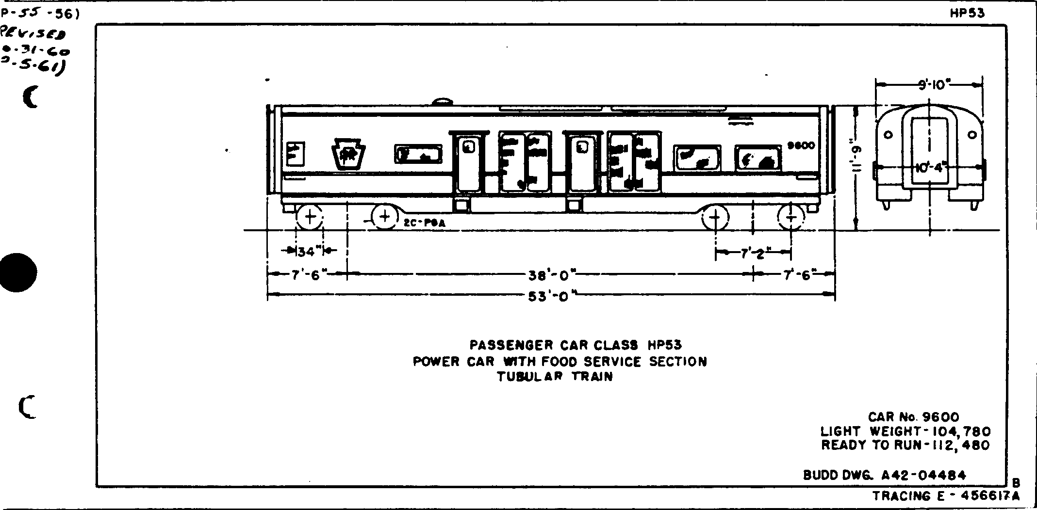 HP53-Power Car w/ food service-Tubular Train