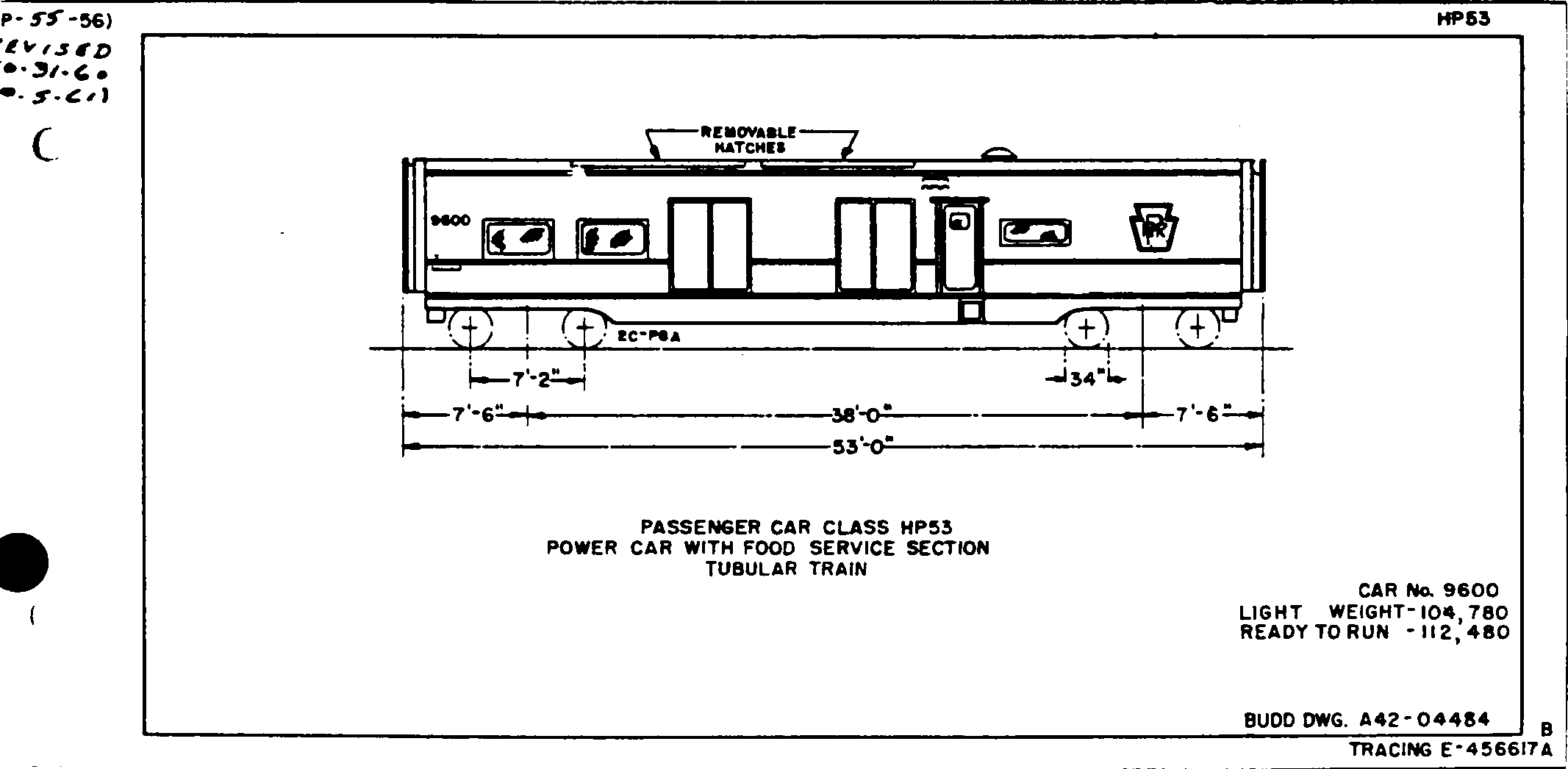 HP53-Power Car w/ food service-Tubular Train