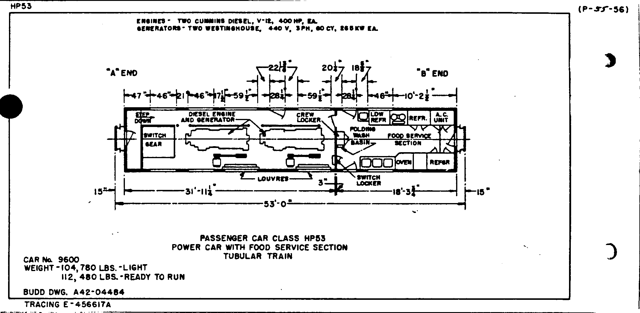 HP53-Power Car w/ food service-Tubular Train