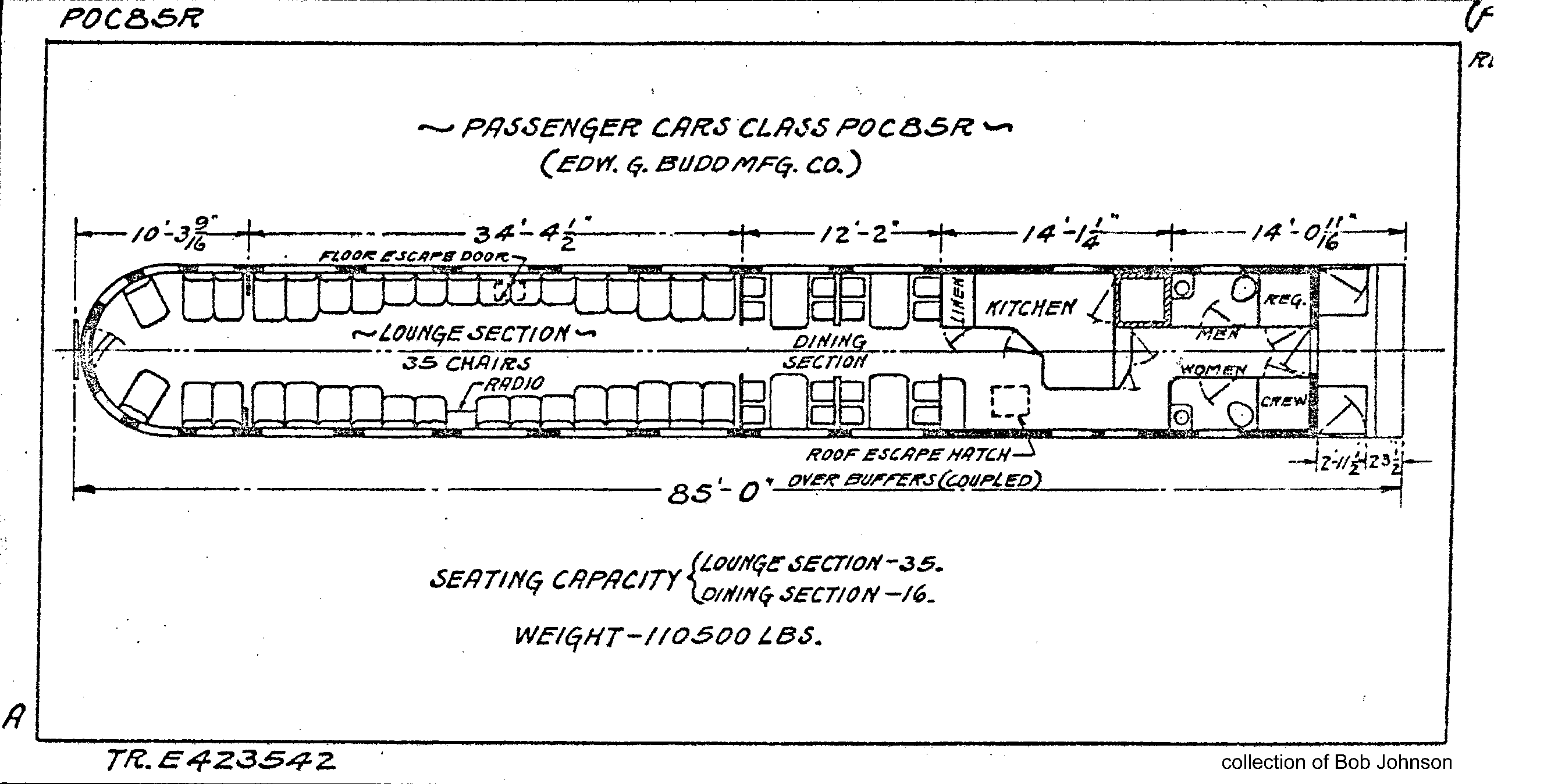 POC85R-Dining-Lounge-Observation Car-Budd