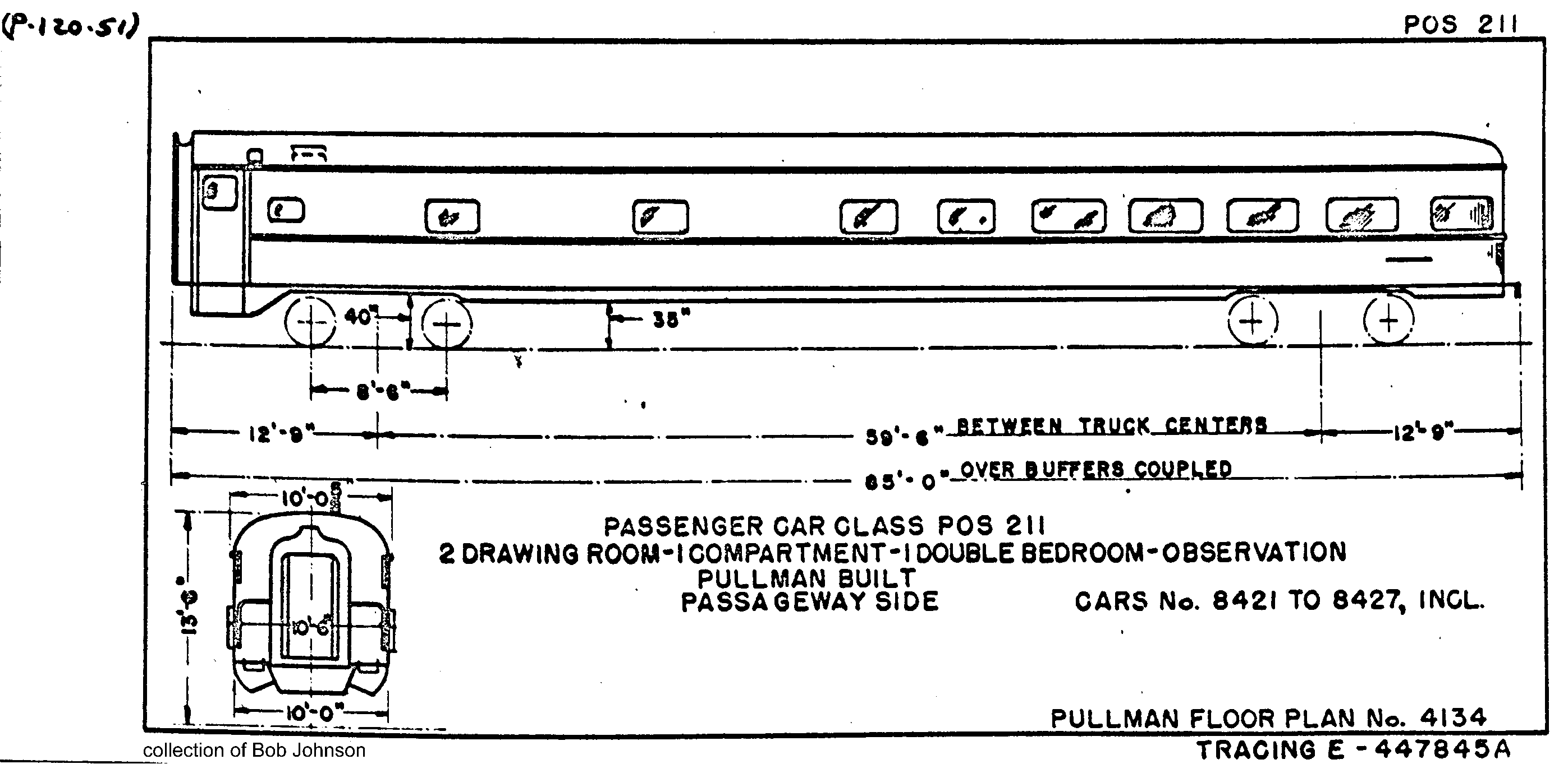 POS211-2 Drawing Room, 1 Compartment, 1 Dbl Bedroom, Observation-Pullman