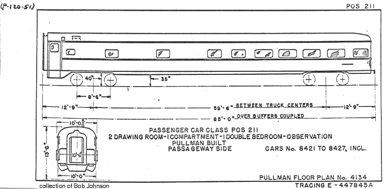 POS211-2 Drawing Room, 1 Compartment, 1 Dbl Bedroom, Observation-Pullman