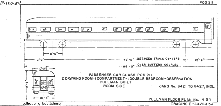 POS211-2 Drawing Room, 1 Compartment, 1 Dbl Bedroom, Observation-Pullman