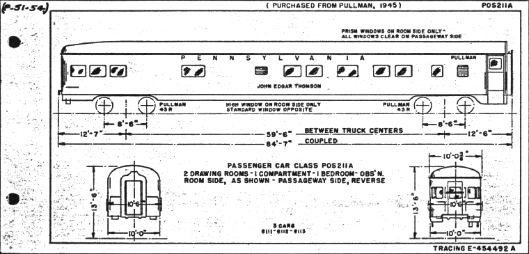 POS211a-2 Drawing Room, 1 Compartment, 1 Bedroom, Observation-Pullman