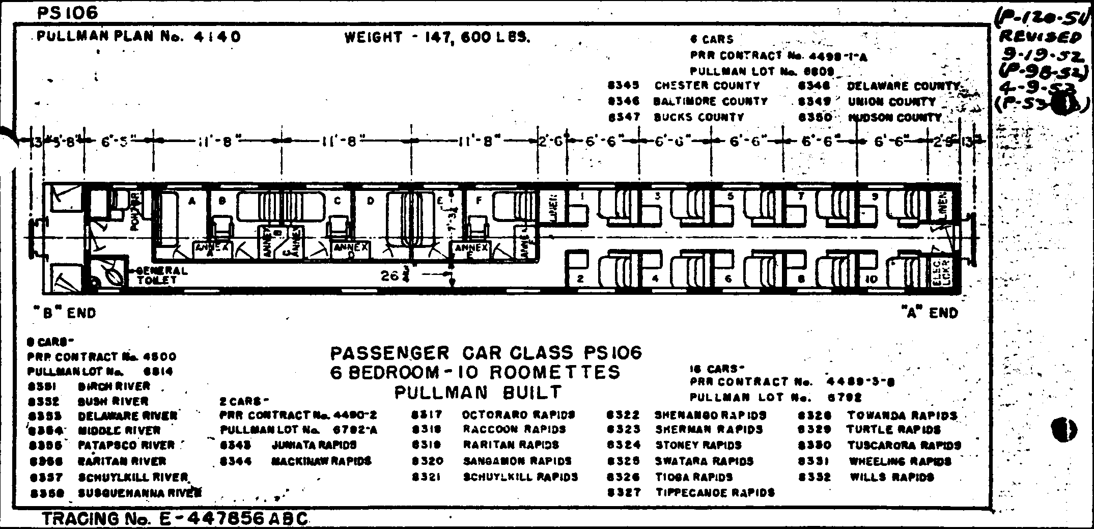 PS106-6 Bedrooms, 10 Roomettes-Pullman