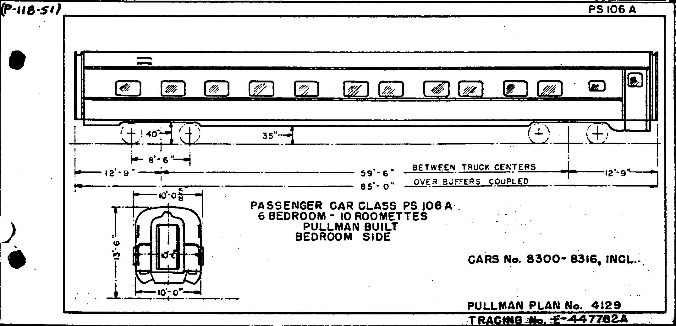PS106A-6 Bedrooms, 10 Roomettes-Pullman