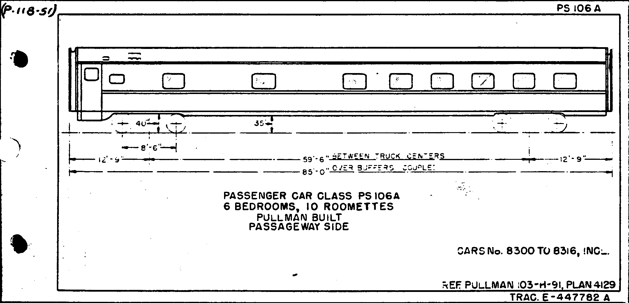 PS106A-6 Bedrooms, 10 Roomettes-Pullman