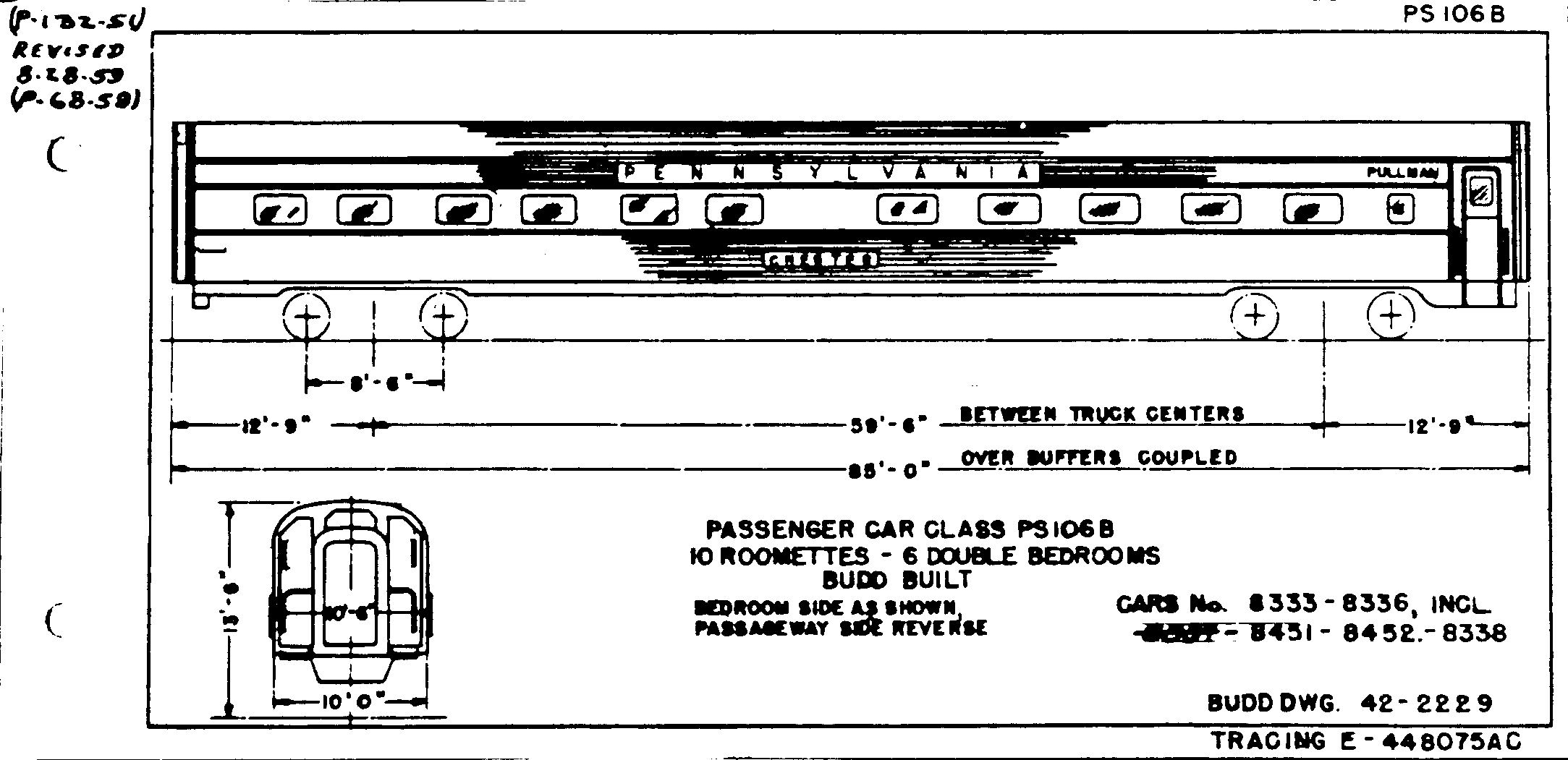 PS106B-10 Roomettes, 6 dbl bedrooms-Budd