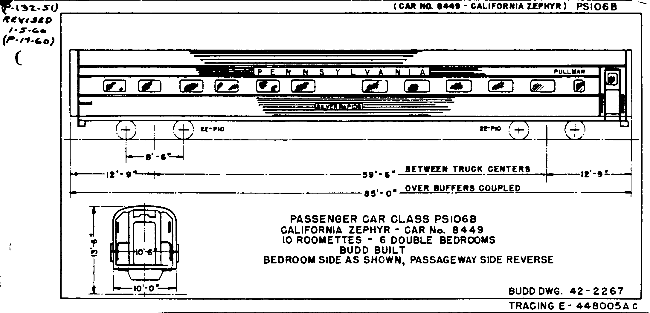PS106B-10 Roomettes, 6 dbl bedrooms-Budd