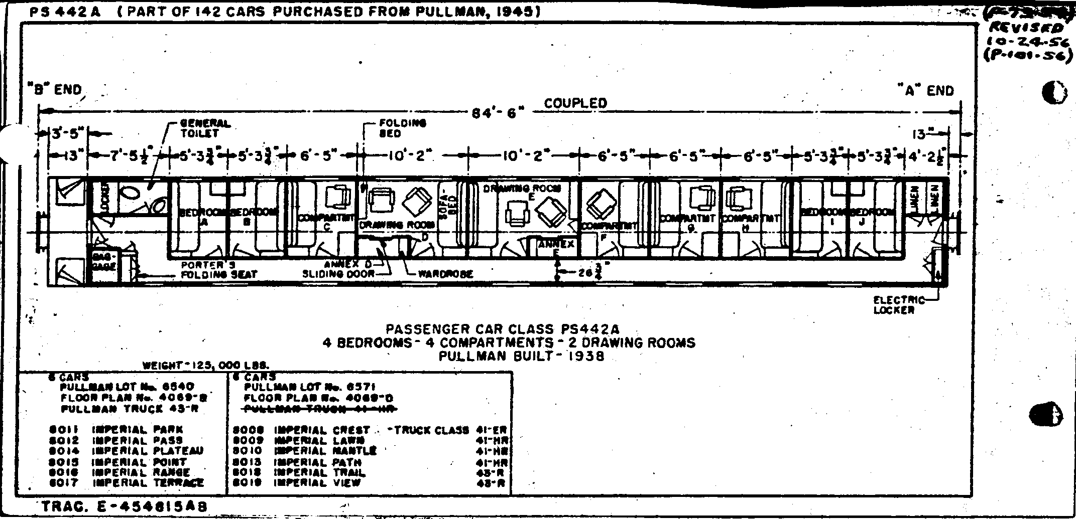 PS442a-4 dbl bedroom, 4 compartment, 2 drawing room-Pullman
