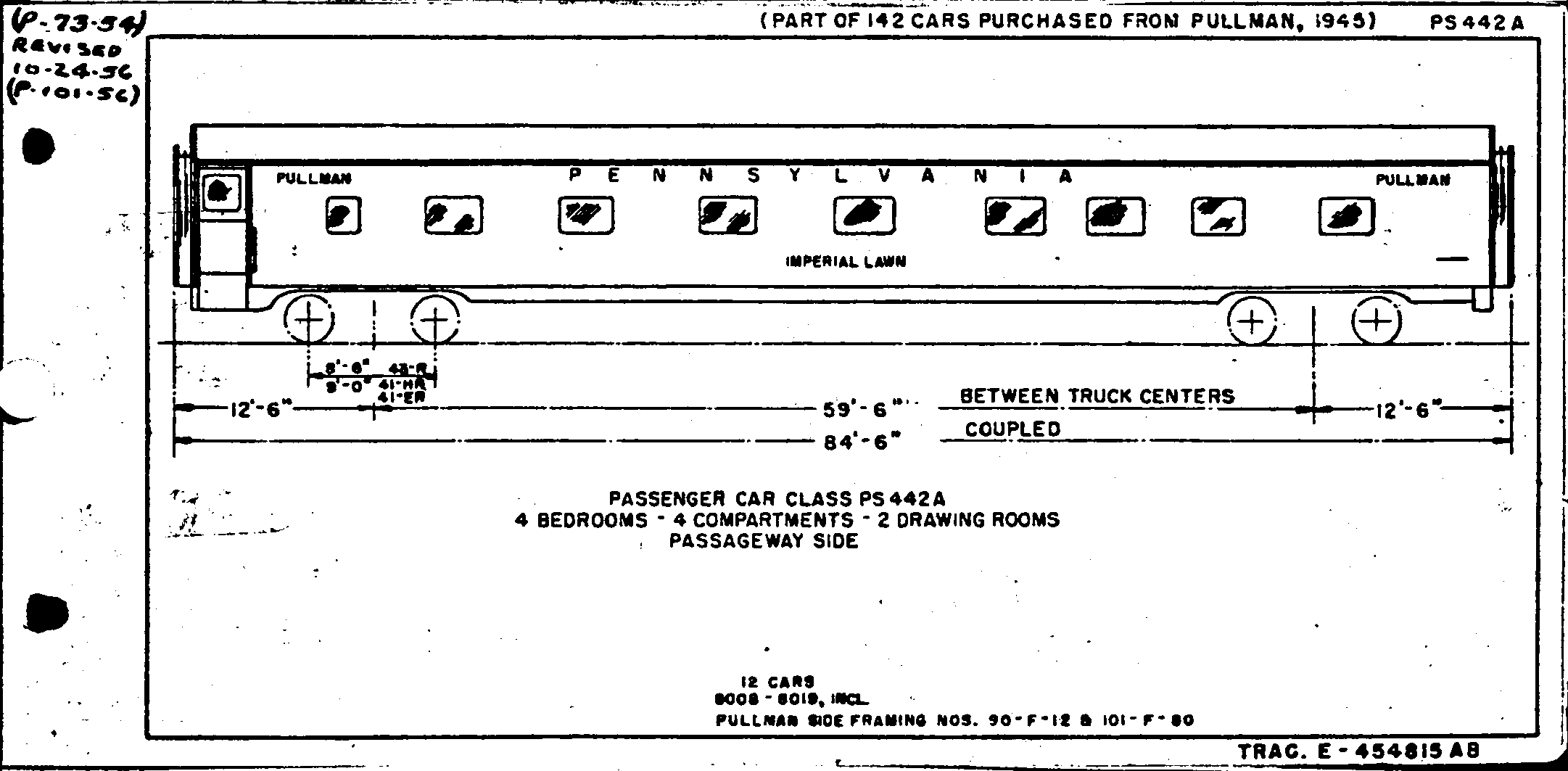 PS442a-4 dbl bedroom, 4 compartment, 2 drawing room-Pullman