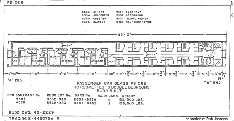 PS106B-10 Roomettes, 6 dbl bedrooms-Budd