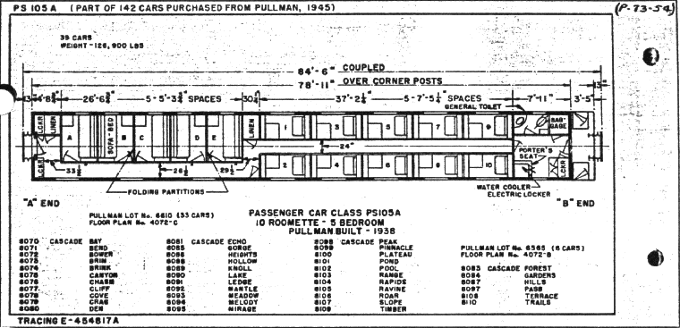 PS105A-10 Roomettes, 5 Bedrooms-Pullman