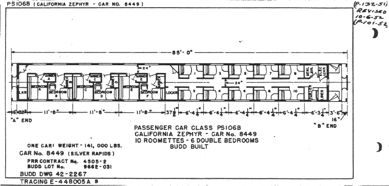 PS106B-10 Roomettes, 6 dbl bedrooms-Budd