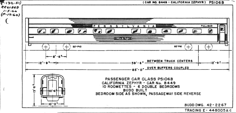 PS106B-10 Roomettes, 6 dbl bedrooms-Budd